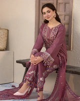 Lawn-3PC Embroidered Shirt with Chiffon Embroidered Dupatta V1321