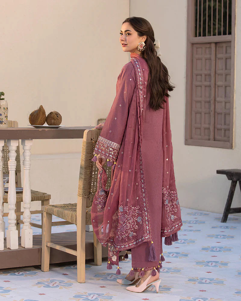 Lawn-3PC Embroidered Shirt with Chiffon Embroidered Dupatta V1321