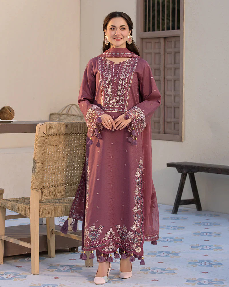 Lawn-3PC Embroidered Shirt with Chiffon Embroidered Dupatta V1321