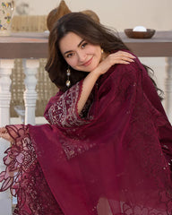 Dhanak-3PC Embroidered Shirt with Organza Embroidered Dupatta 1351W
