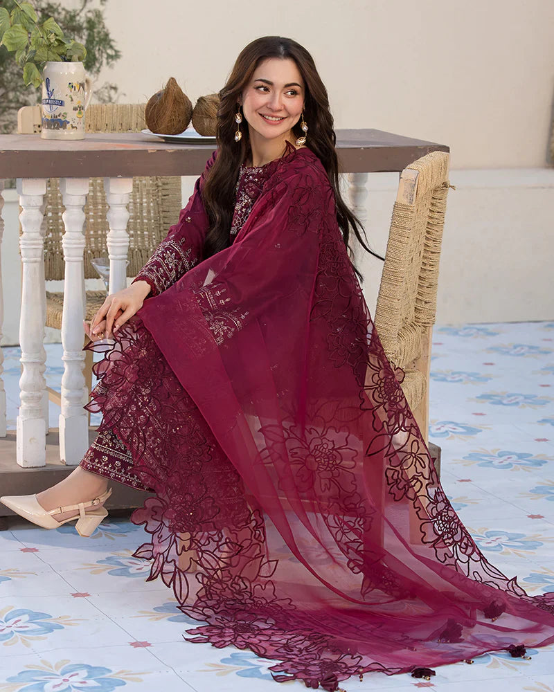 Dhanak-3PC Embroidered Shirt with Organza Embroidered Dupatta 1351W