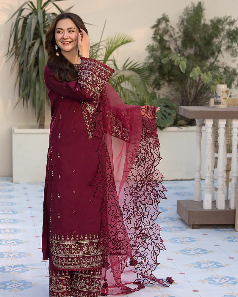 Dhanak-3PC Embroidered Shirt with Organza Embroidered Dupatta 1351W