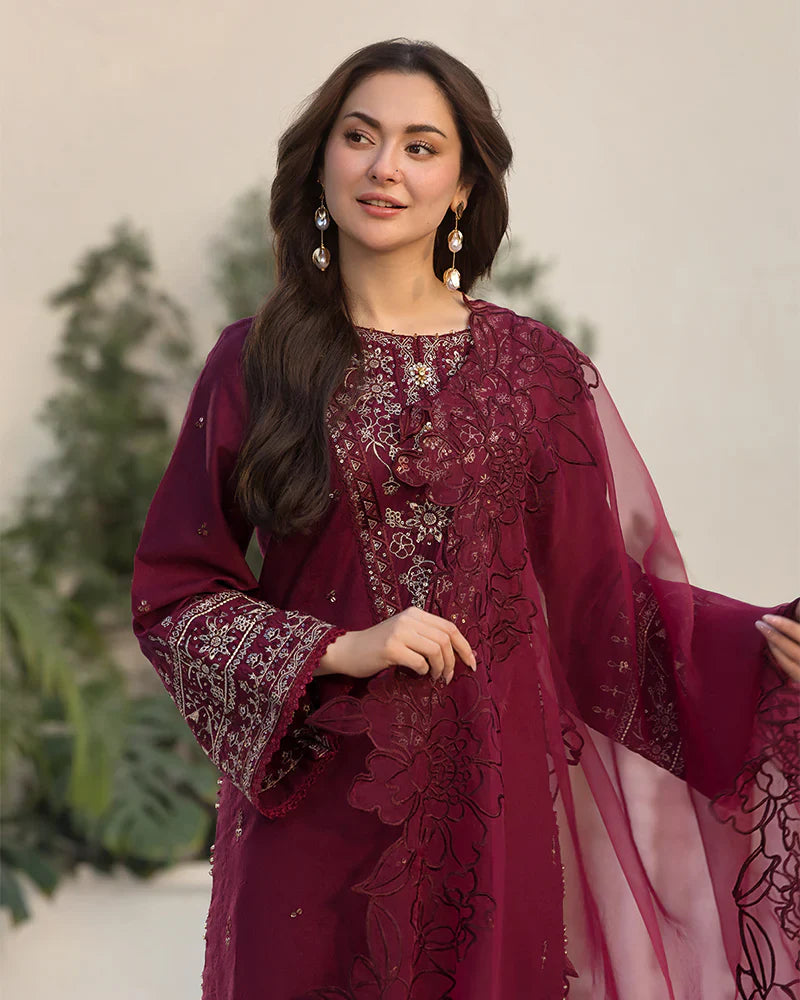Dhanak-3PC Embroidered Shirt with Organza Embroidered Dupatta 1351W