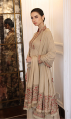 Dhanak 3PC Embroidered With dhanak Embroidered shwall V242