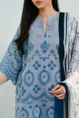 3 Pc Embroidered Lawn Shirt with Printed Polly Lawn Dupatta V2610