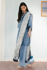 3 Pc Embroidered Lawn Shirt with Printed Polly Lawn Dupatta V2610