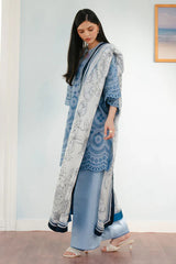 3 Pc Embroidered Lawn Shirt with Printed Polly Lawn Dupatta V2610