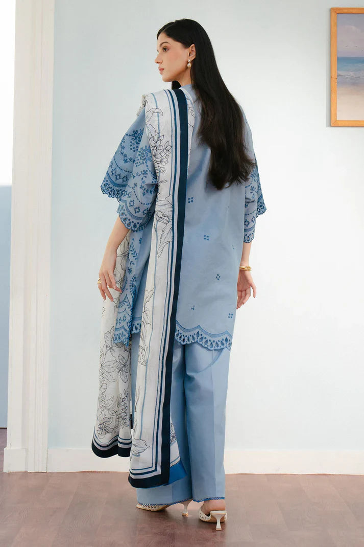3 Pc Embroidered Lawn Shirt with Printed Polly Lawn Dupatta V2610