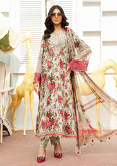 3 Pcs Digital Printed Lawn Shirt Trouser and Dupatta with Embroidered Patches MB425