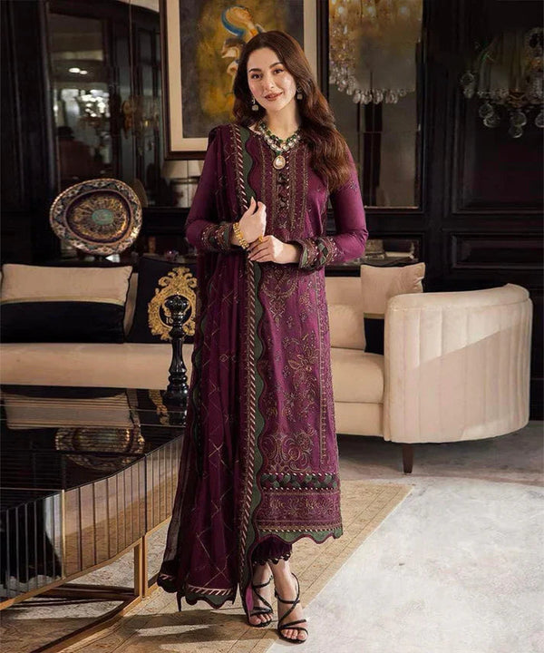 Asim Jofa Lawn 3PC Embroidered With Chiffon Embroidered Dupatta V1135