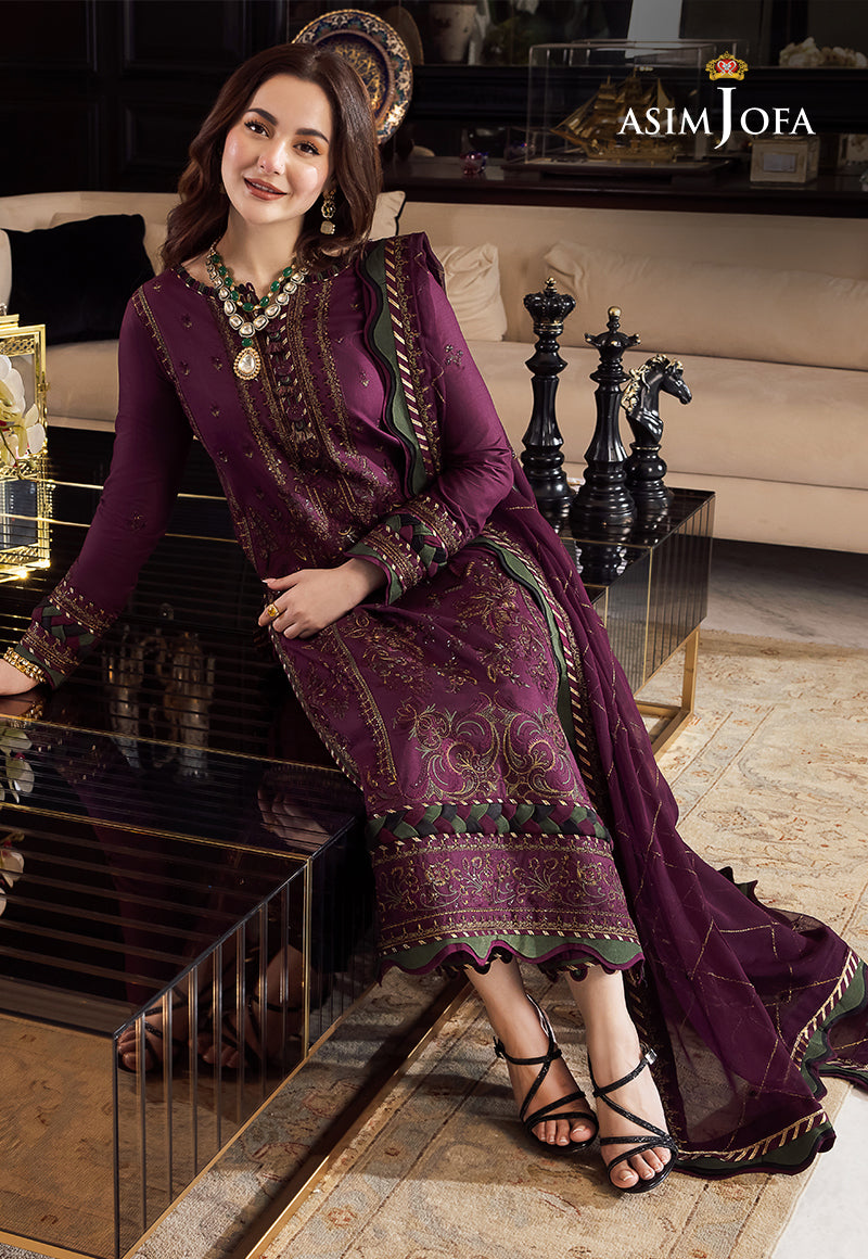 Asim Jofa Dhanak 3PC Embroidered With Chiffon Embroidered Dupatta V668