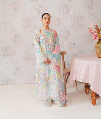 3 Pcs Digital Printed Lawn Shirt Trouser and Dupatta with Embroidered Patches V70