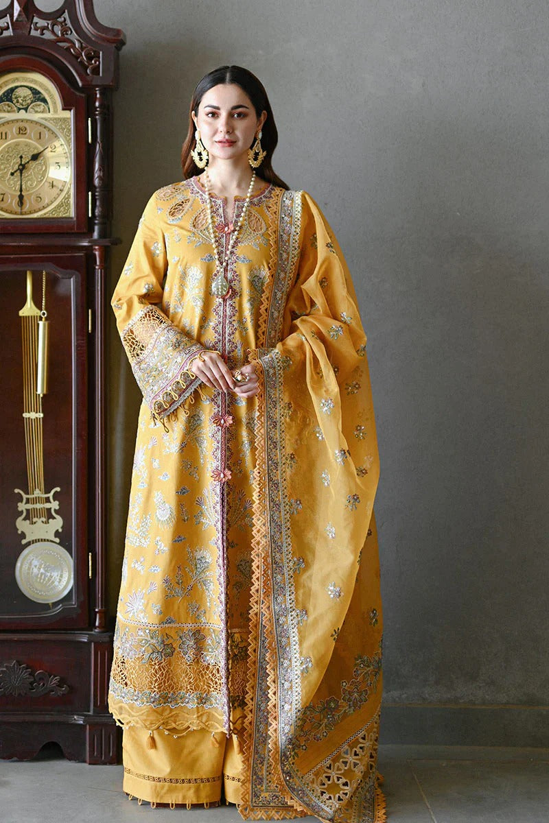 3 Piece Embroidered Lawn Shirt with Embroidered Organza Duppata V2510
