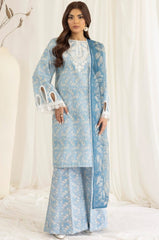 Unstitched 3 Pcs Digital Printed And Embroidered Lawn Suit With Silk Dupatta V442