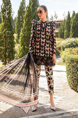 Lawn 3 Piece Neck line Embroidery Patch Front Heavy Embroidery Daman Embroidery Patch Sleeves Embroidery Plane Back Side  Plane trouser With Patch Bamber Pure Chiffon Embroidery Duppata with patches Need Help V500
